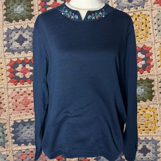 vintage floral collared crewneck