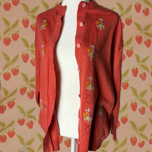 floral burnt orange cardigan