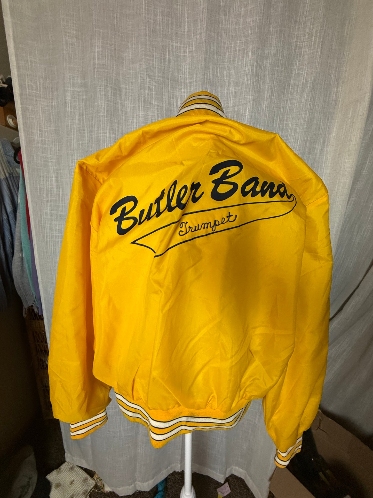 retro marching band jacket “eggma” butler band trumpet windbreaker bomber embroidered L