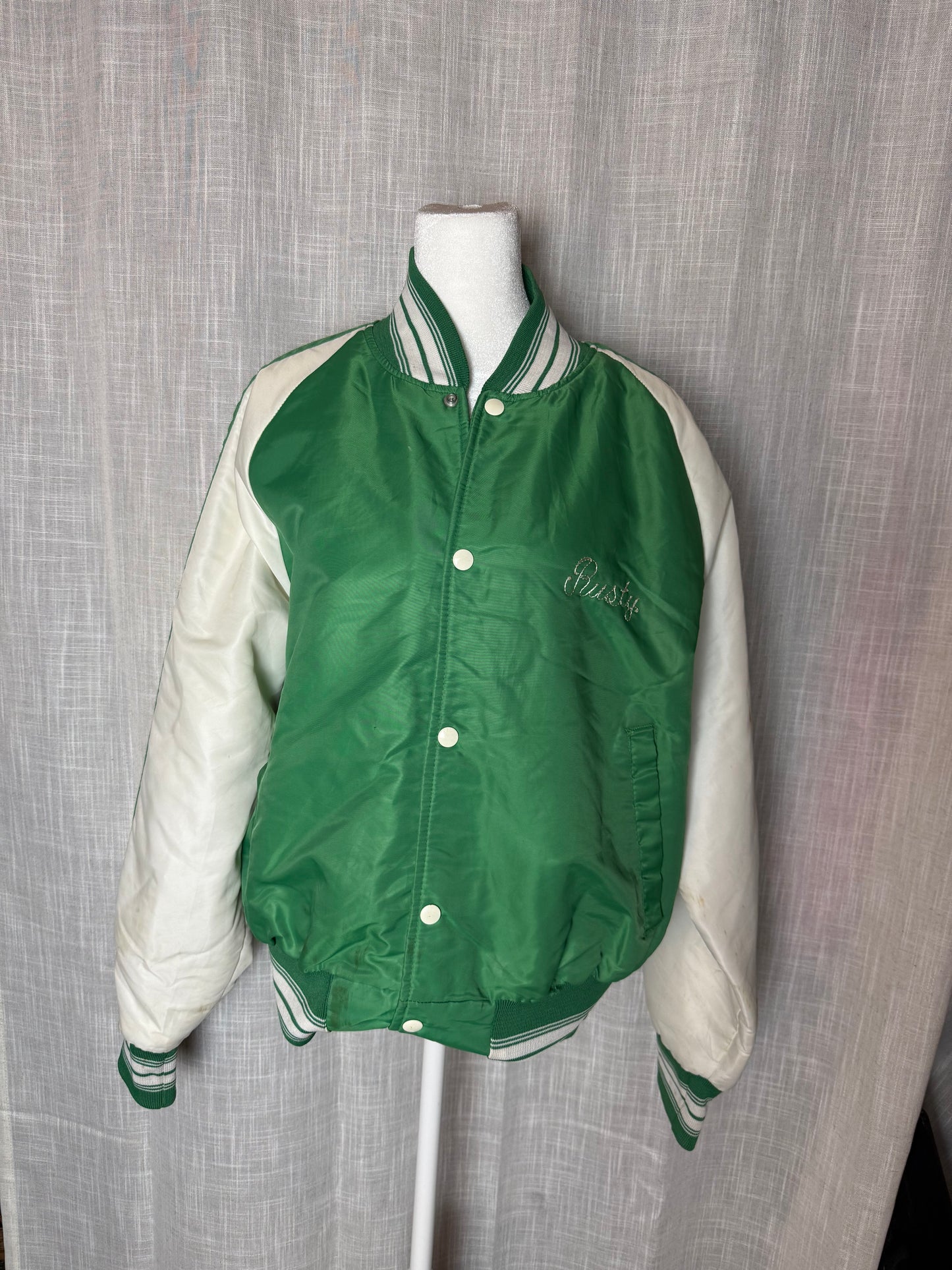 retro marching band jacket - authentic embroidered “rusty” L