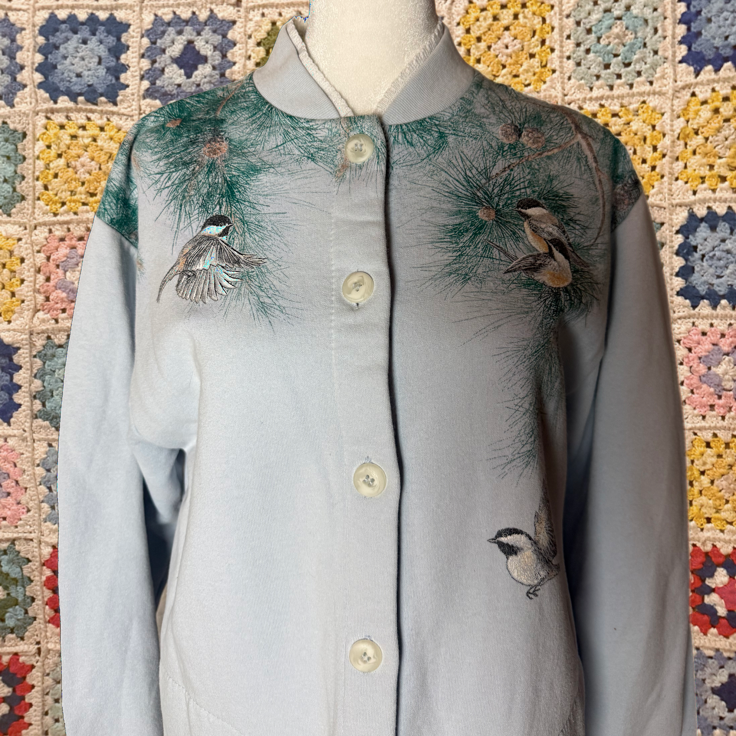 bird cardigan button up sweater