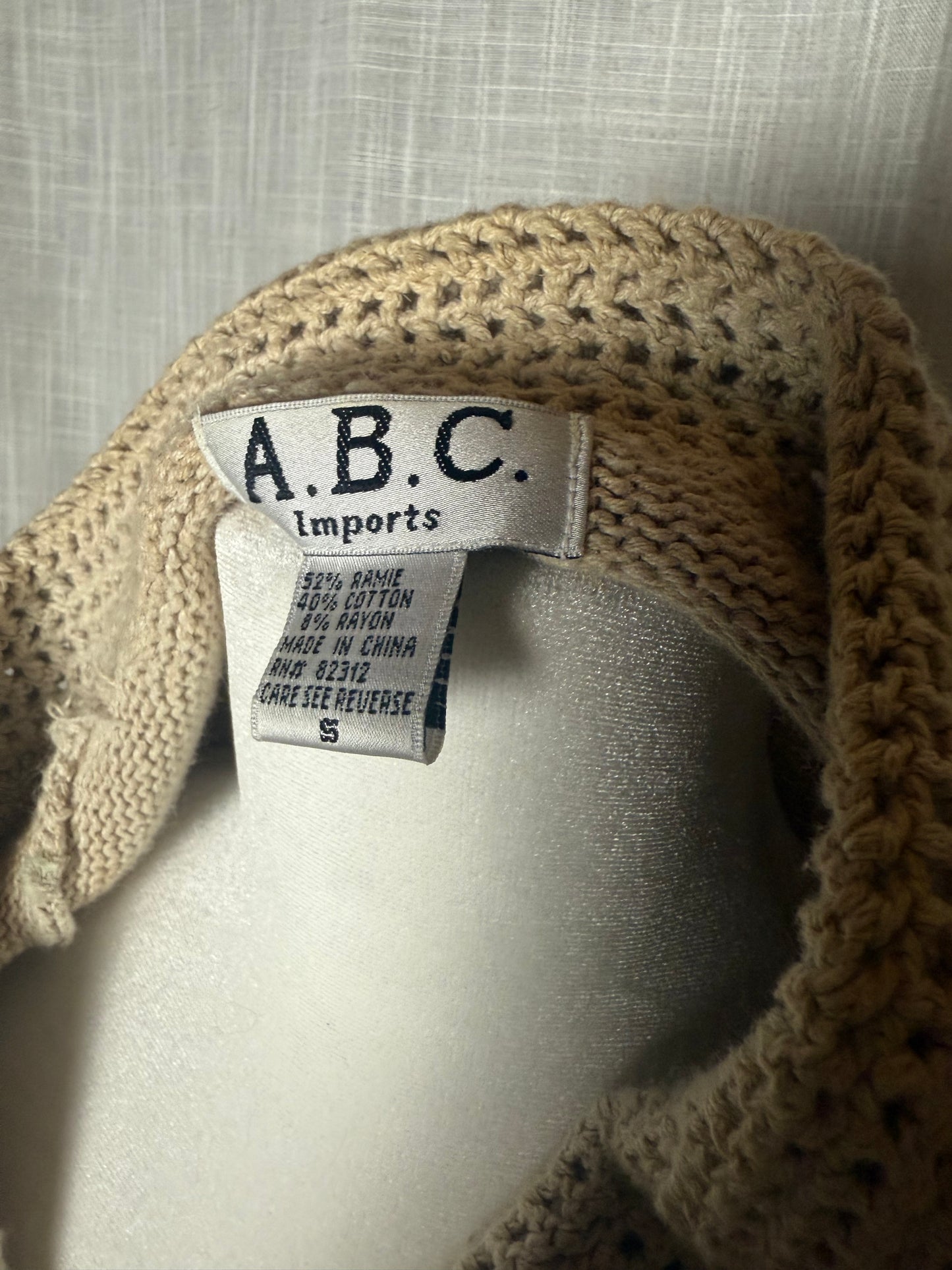 floral tan cardigan knit collar ABC imports S