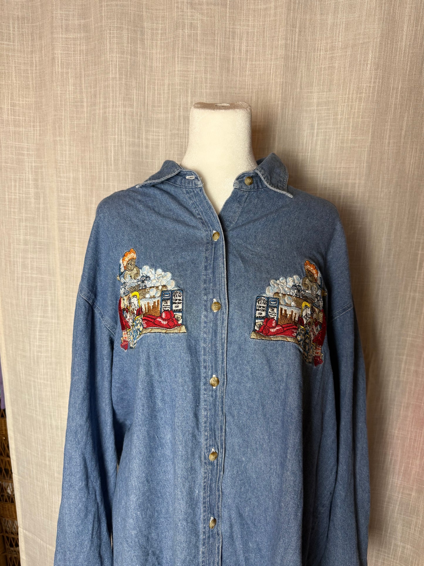 denim shirt - bear bath time XL