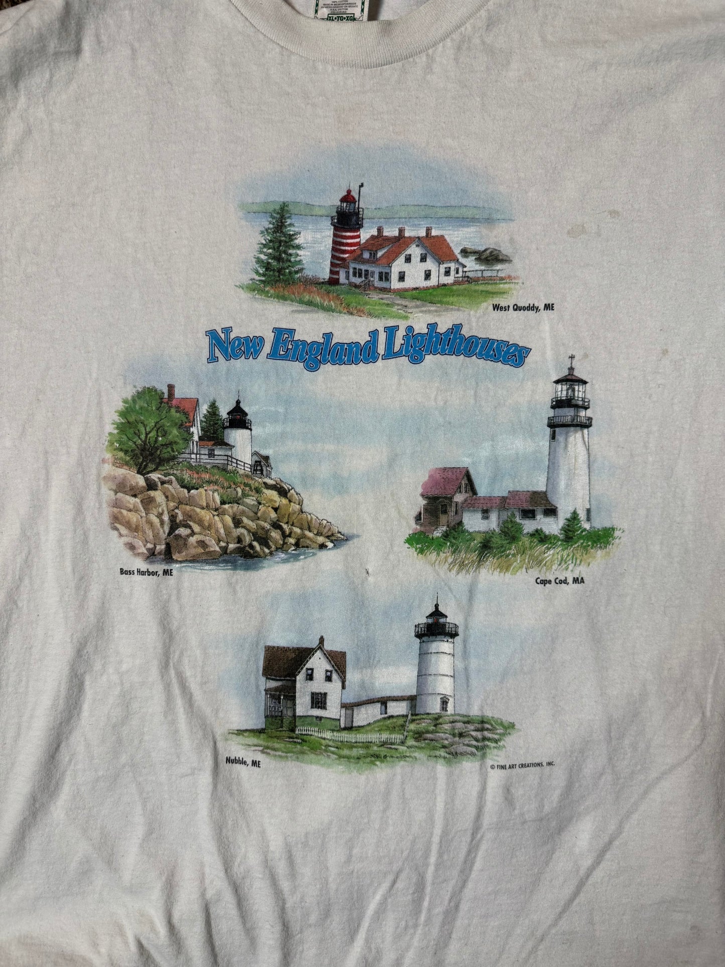 new england lighthouse vintage graphic tee XL