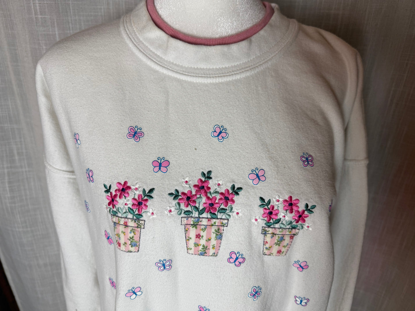 flower pot collared crewneck L