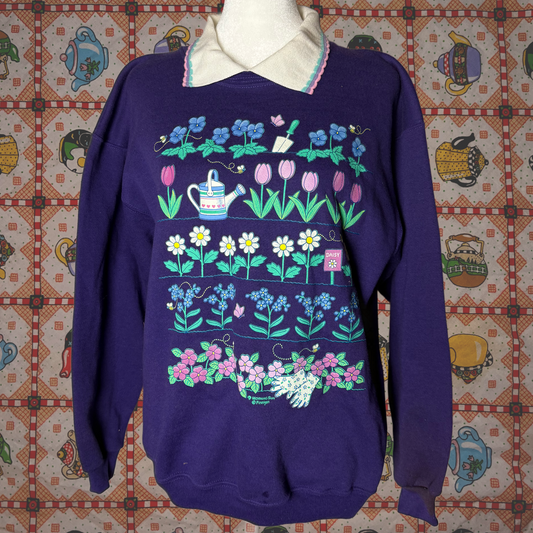 floral garden collared sweater morning sun S