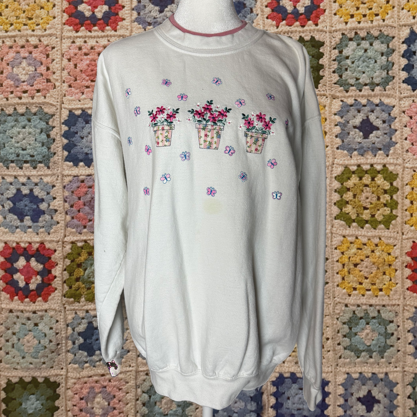 flower pot collared crewneck L