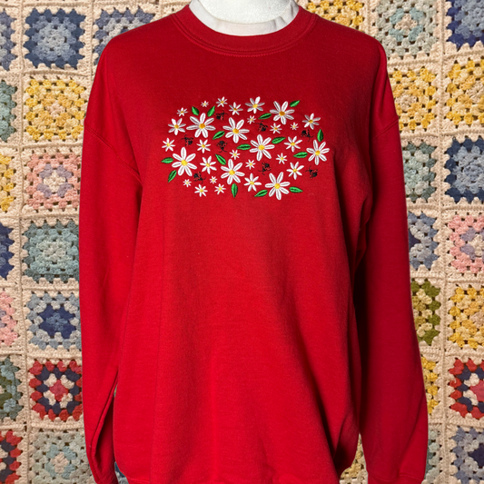 ladybug crewneck sweater L red