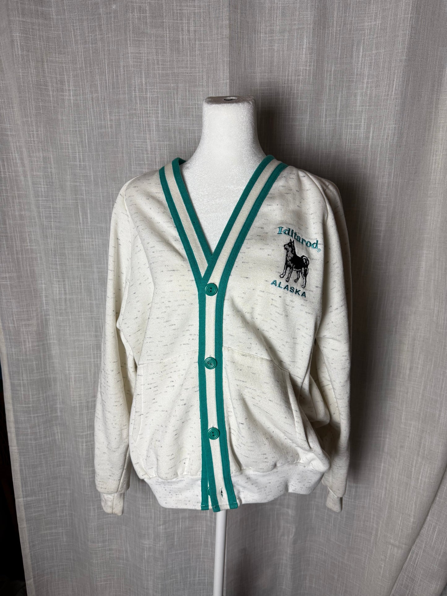 Iditarod Alaska Husky dog cardigan sweater M