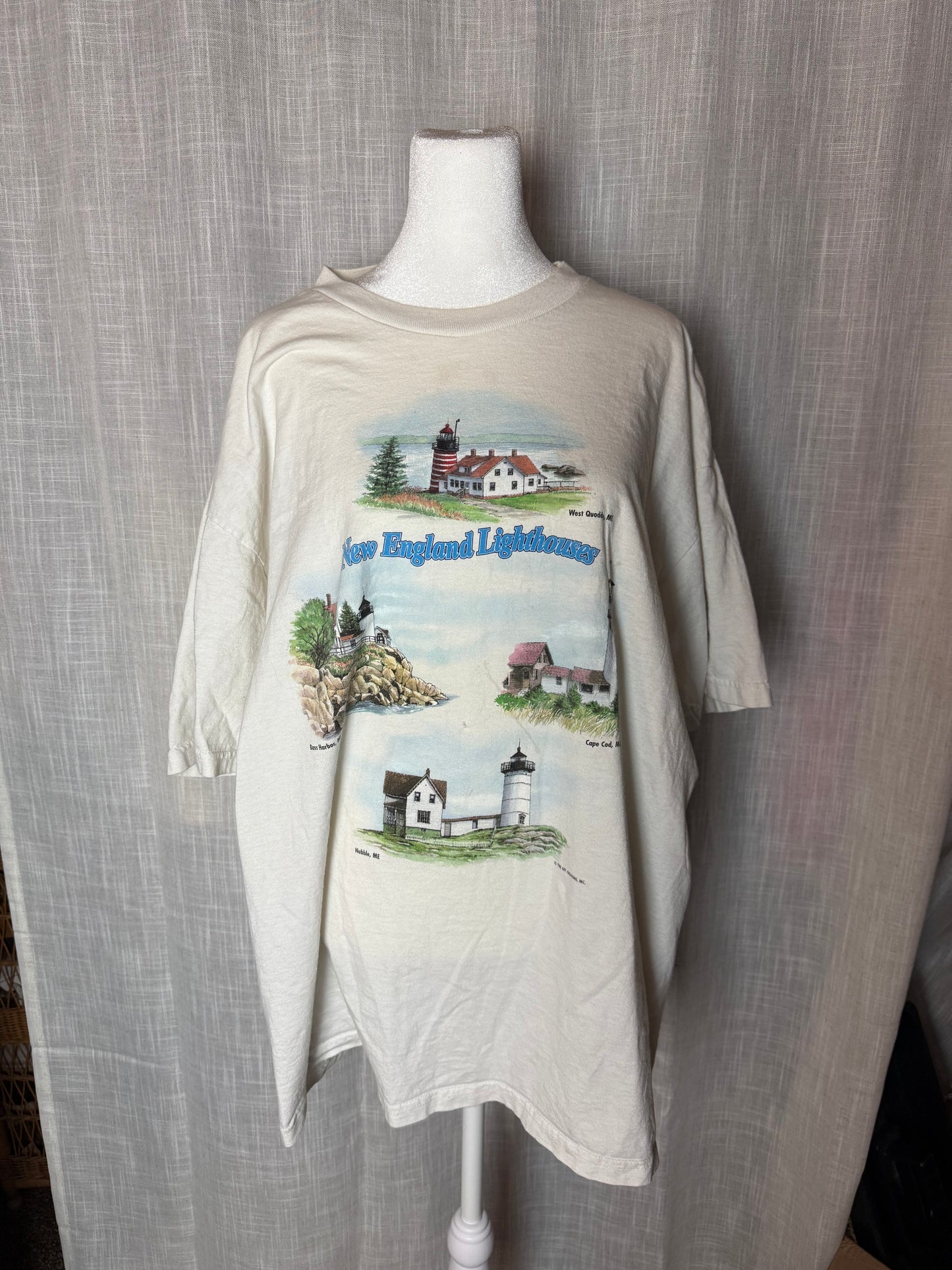 new england lighthouse vintage graphic tee XL