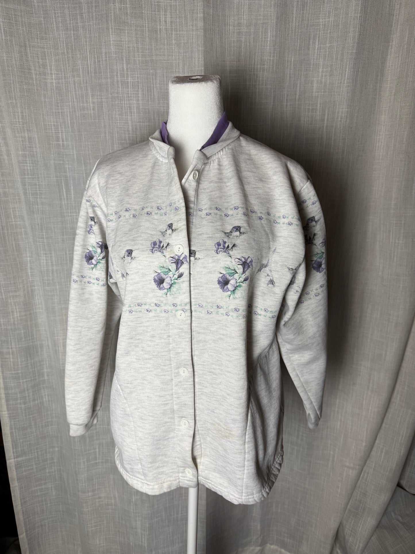 hummingbird floral cardigan sweater