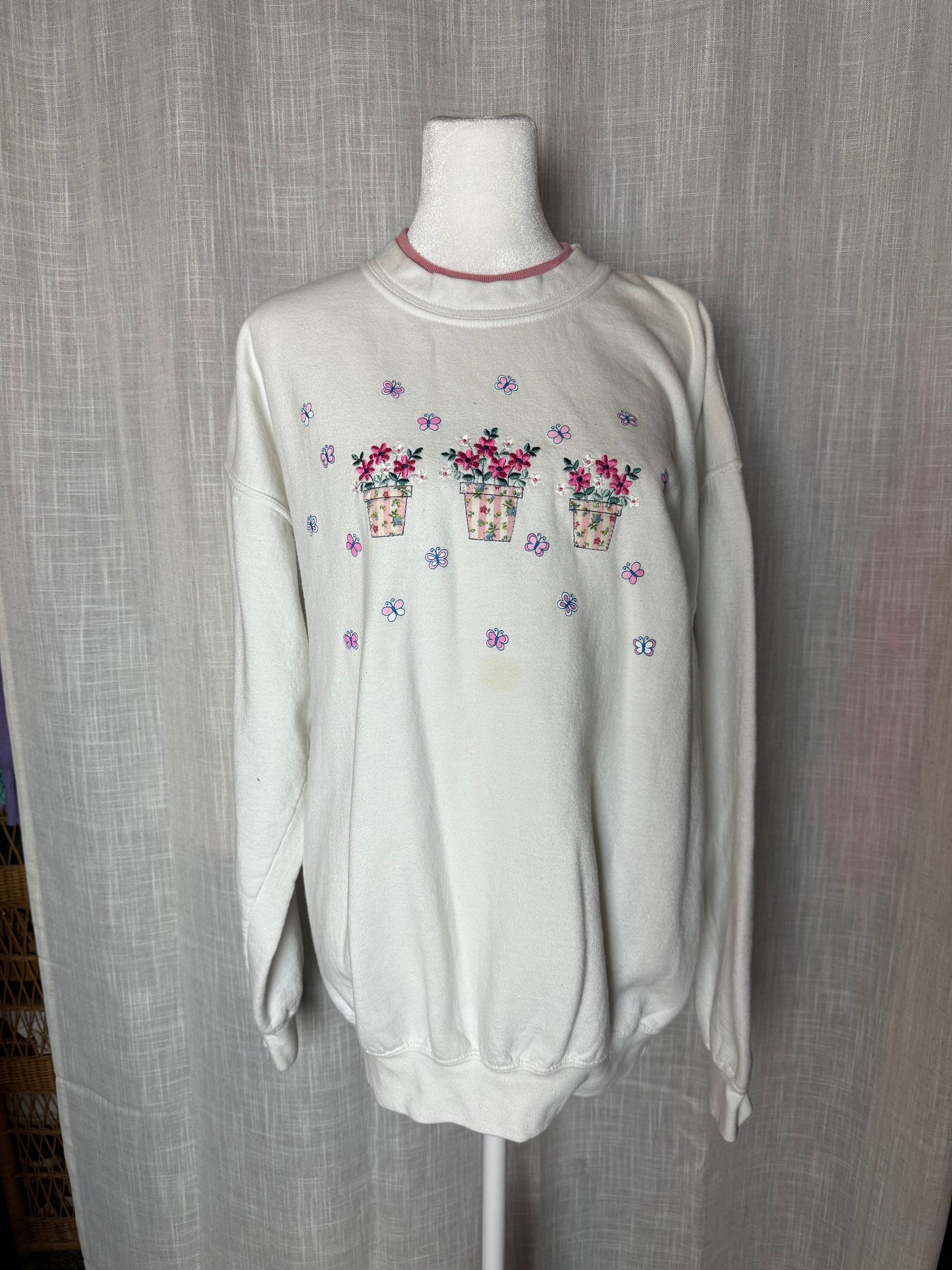 flower pot collared crewneck L