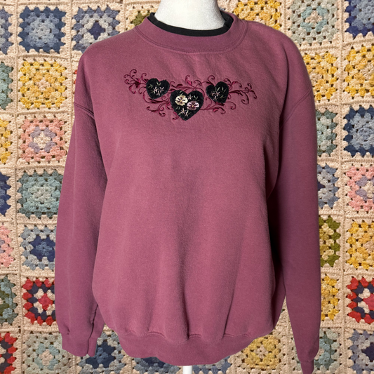 floral crewneck sweater L morning sun top stitch