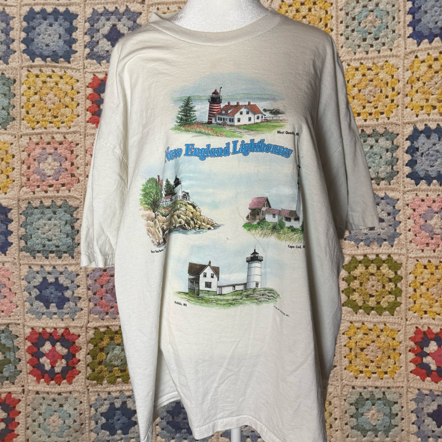 new england lighthouse vintage graphic tee XL