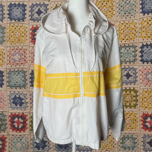 yellow stripe 80s sports accent jacket windbreaker M